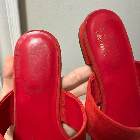 Circus by Sam Edelman Red Suede Mule Sandal Delaney - Picture 4 of 8